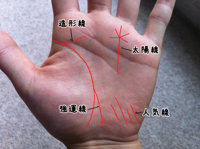 宇多田ヒカルさんの手相拝見 太陽線スター 人気線 造形線 強運線 花まる手相